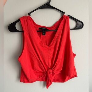 Forever 21 Bright Red Knotted Crop Top
